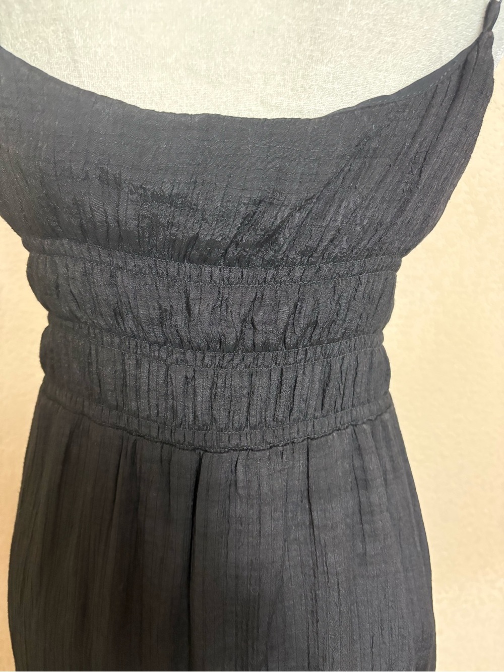 1. State Black Smocked Maxi Dress with Side Slit Smocked Waist Size Medium - Picture 8 of 12